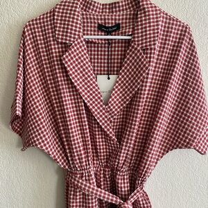 Red Gingham Shorts Jumpsuit